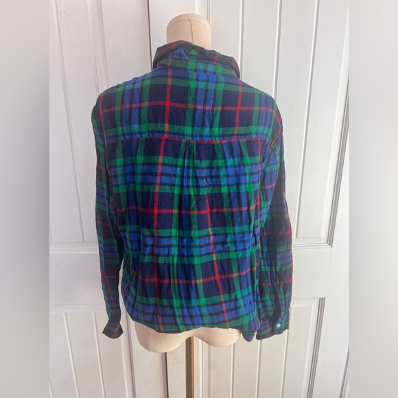Aerie Plaid Navy Button Down Flannel Shirt Size Small NEW New with tags - Picture 3 of 3